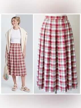 IZOD Vintage 90s Y2K Tartan Plaid Pleated Midi Skirt Classic Preppy Size 10